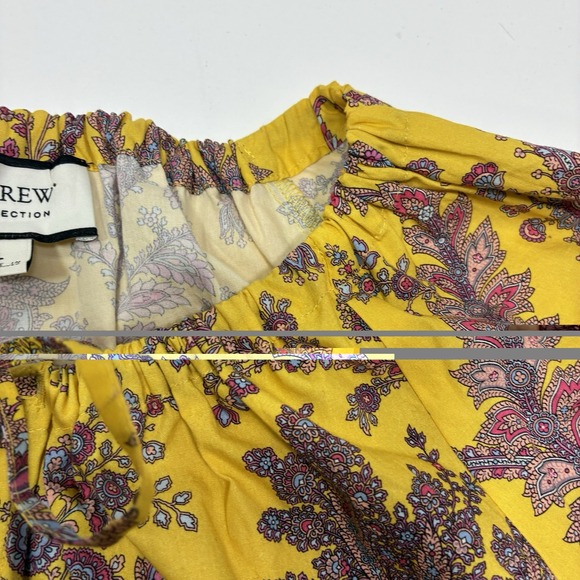 J Crew Collection Women L Top Tie-Neck Cotton Poplin Ratti Golden Paisley Casual - Picture 6 of 13